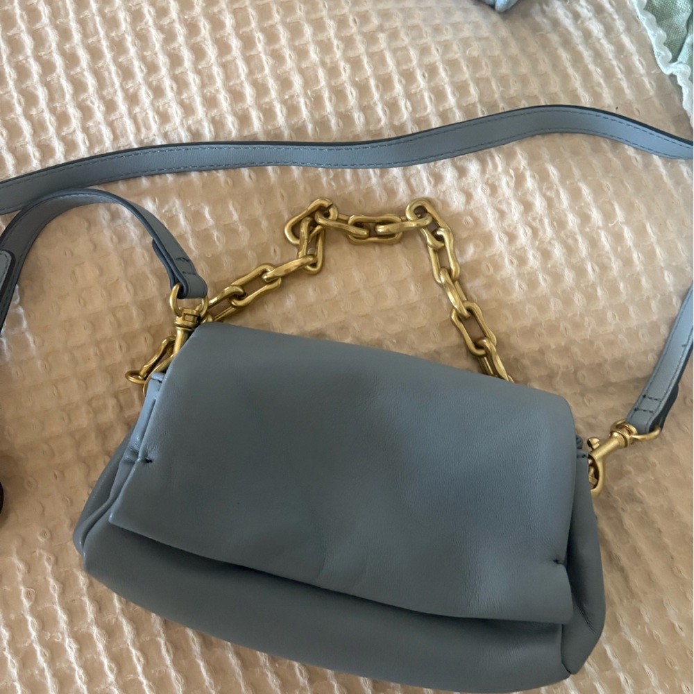 Zara Gray/blue and Gold Chain Shoulder Bag
